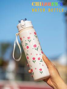 1 pezzo Borraccia da 750ml per bambini, borraccia per studenti, regalo carino per ragazze e ragazzi, tazza con cannuccia, adatta per uso all'aperto, a scuola, sport, ritorno a scuola, laurea, portatile, con decorazioni a fiocco, ciliegia, a forma di cuore - Multicolore - Visualizzare 14