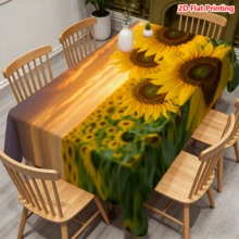 1/20pcs Sunflower Field Tablecloth, Vibrant Sunset Pattern, Polyester Material, Suitable For Outdoor Picnic, Camping, Wedding, Birthday Party, Spring Decor, Home Decor - Multicolor - View 2
