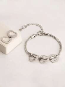 1 Customized Name Heart Bracelet, Personalized Bracelet With Name - Custom Laser Engraving - Grandmother Gift Creativity For Grandchildren - Family Gifts, Valentine's Day, Easter Gifts, Gold/Silver Fashion Accessories, Winter Fashion Accessories, Perfect Commemorative Gift For Loved Ones - Multicolor - View 2