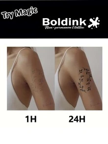 Boldink 1张优雅的心形、蜜蜂、蝴蝶装饰性临时防水纹身贴纸，持久1-2周，果汁纹身贴纸，秋冬季理想的身体装饰，深受女性和时尚达人的喜爱 - 黑色 - 查看 8