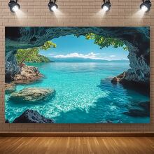 1件夏季海景挂毯，100%涤纶材质，适合派对装饰，无需用电，是摄影棚道具的理想之选。 - 彩色 - 查看 2