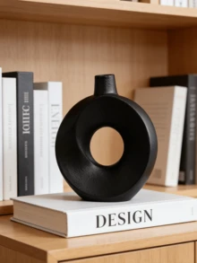 1 Bình hoa nhựa hình tròn màu đen - Thiết kế tối giản hiện đại, lý tưởng cho kệ phòng khách, bàn cà phê và mặt bàn trang điểm. Có thể cắm hoa nhỏ/lá giả, tạo vẻ thanh lịch, một chiếc bình trang trí sang trọng phổ biến cho không gian nội thất đầy phong cách. - Nhiều màu - Xem 13