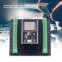 Placa expansión ESP32, compatible NodeMCU-32S Lua 38Pin GPIO. Diseño doble capa, buen contacto y señal estable. Funciones avanzadas: conmutador antenas, convertidor RF, amplificadores, filtros y gestión energía. Soporta modos AP, STA y coexistencia. Segura y confiable, adaptable a diversas aplicaciones. Ideal para duplicar pines GPIO. Componentes de calidad, perfecta para proyectos inteligentes. Tamaño: 77x63mm. Material: FR4. - Negro - Ver 5