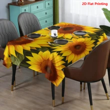 1/20pcs Sunflower Pattern Tablecloth, Made Of Polyester Fabric, Woven, Bright Yellow Design, Suitable For Picnics, Camping, Weddings, Birthdays, Buffets And Spring Home Decor - Multicolor - View 12