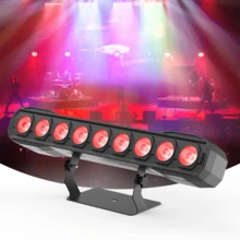 Tira de luz de escenario RGBW de 60 W y 9 LED, luz de pared, luz de pared para fiesta de bar de DJ, con control remoto, luz estroboscópica activada por sonido/DMX512, adecuada para fiestas, Navidad, iglesias, discotecas, bodas, bares, conciertos y otras ocasiones. - Tipo de Enchufe A USA (110-127V) - Ver 2