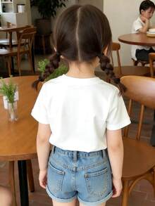 This Disney Castle And Minnie Mouse Print Crewneck T-Shirt Is Perfect For Boys And Girls To Wear To Holiday Parties, Family Gatherings, Outdoor Activities, Travel, And As A Gift For Children Visiting Disneyland. - White - View 2