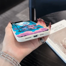 Disney Stitch And Angel Patterned Phone Case With A Night Sky And Moon Design. Compatible With IPhone 17 16 15 14 13 12 And 11 Pro Models With Shockproof Protection. A Perfect Gift For Family Friends Birthdays Holidays And Special Occasions. - 黑色 - 查看 10