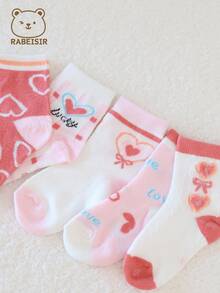 Girls' Mid-Calf Socks, Sweet Princess Style, For Kids, Spring & Autumn - Pink - View 7