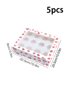 3个/5个装情人节心形纸杯蛋糕盒，饼干盒，自爆糖果盒，适用于蛋糕、松饼、甜甜圈和糕点，适合派对、情人节、圣诞节、生日等场合，12个装优质纸质纸杯蛋糕盒 - 彩色 - 查看 14