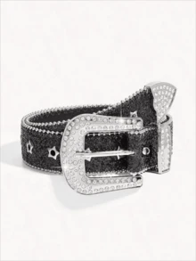 1pc Women's Y2k Style Western Chunky Waist Belt With Dopamine Star & Eye Decor, Perfect For Daily Wear Party Summer, School - màu đen - Xem 7