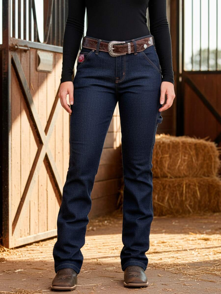 Women's Country Jeans Carpenter Cowboy Pants Os Boiadeiro - Màu xanh hải quân - Xem 1