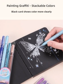 Languo 88色闪光笔，48支金属色、6支闪光效果、4支霓虹效果（16种配色），72/54/36/24色礼盒套装，超大容量金属闪光凝胶笔，1毫米笔尖，精美绘画日记荧光笔，适合艺术家和初学者，是送给男孩/女孩学生、返校季和教师奖励的绝佳礼物。 - 多色 - 查看 8