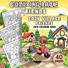 40 Pages - 200g, Warm Village Cute Bear Motorcycle Coloring Book, Soft Skin Paper Coloring Book, Warm And Healing Style, Riding Motorcycle Cute Bear Pattern, Pink And Brown Color Scheme, Includes Heart-Shaped Helmet Detail, Stress Relief Coloring, Suitable For Stationery, School Supplies, Suitable As A Gift For Girls, Valentine's Day, New Year - Cozy Village Friends - View 4