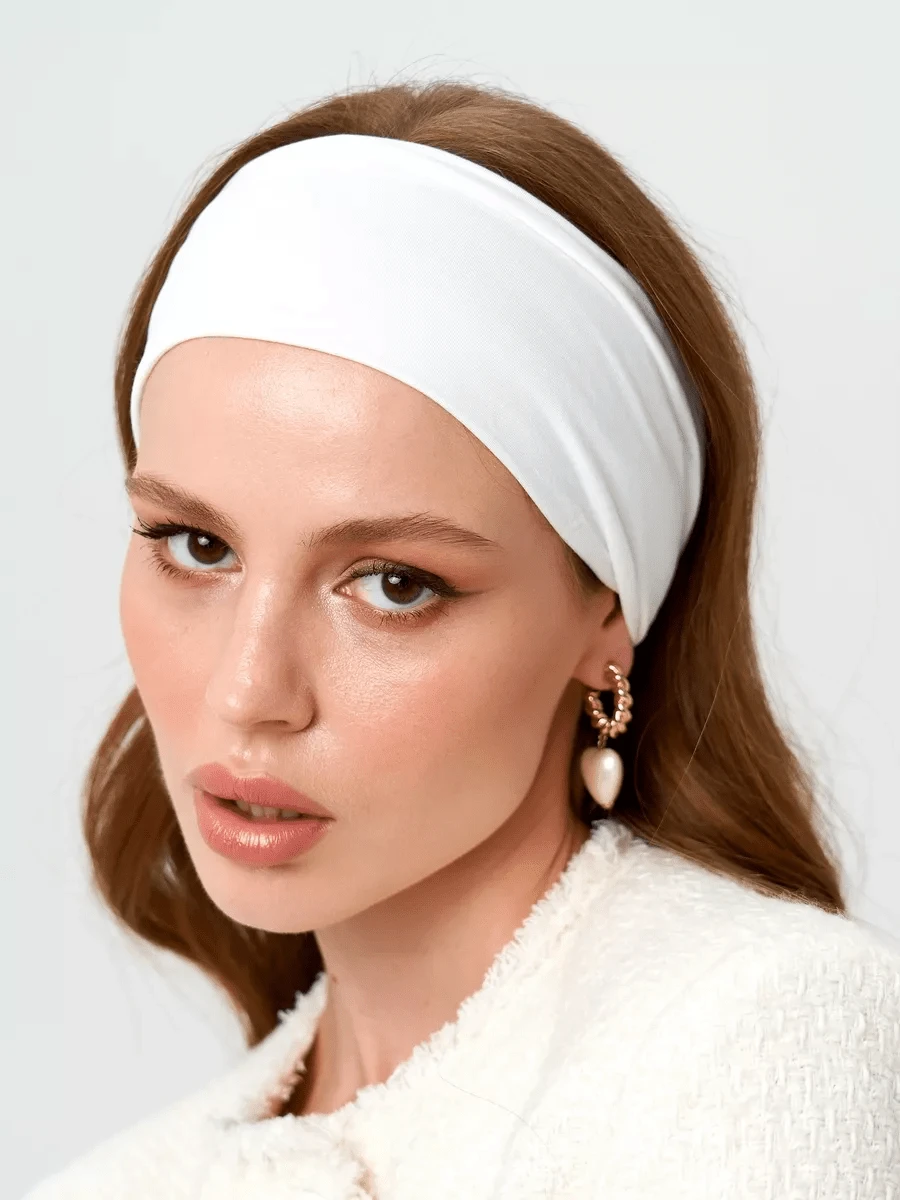 1pc Solid Yellow Sports Yoga Headband, Sweat Absorbent Elastic Hairband For Men & Women, Running, Fitness, Hair Accessories Women Head Scarf Work Out Sweatband - White - View 1