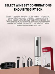 6-In-1 Electric Automatic Rechargeable Bottle Opener, Includes Bottle Opener, Vacuum Stopper, Wine Aerator, Capsule Cutter, Display Stand And USB Charging Cable, Silver - Multicolor - View 6