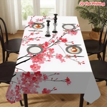 1/20pcs Sakura Tablecloth, Spring Floral Pattern, Made Of Polyester Fabric, Woven, Suitable For Picnic, Camping, Wedding, Birthday, Buffet Restaurant, Home Decor - MultiWarna - View 6