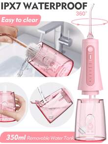 sejoy Cordless Portable Water Flosser, 5 Cleaning Modes, 6 Nozzles, Dental Professional Oral Cleaner, Effectively Cleans Teeth And Improves Oral Health - 粉色 - 查看 9