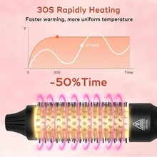 UKLISS 热风梳和多功能卷发梳（黑色）| 32毫米卷发梳，打造蓬松发根和自然卷发 | 双电压（110V-240V），方便旅行携带 | 打造沙龙级柔顺效果 | 送给她的理想礼物（情人节、主显节、狂欢节、圣帕特里克节）| 居家/旅行/通勤/约会/狂欢节化装舞会/主显节庆祝活动的完美之选 - 黑色 - 查看 5