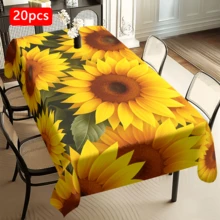 1/20pcs Sunflower Pattern Tablecloth, Made Of Polyester Fabric, Woven, Bright Yellow Design, Suitable For Picnics, Camping, Weddings, Birthdays, Buffets And Spring Home Decor - Multicolor - View 17