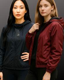 Kit Of 2 Lightweight Women's Windbreaker Jackets Ideal For Physical Activity (Walking, Running And Going To The Gym) - 黑與酒 - 查看 1