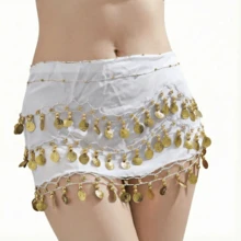 1件手工多色人像金属布腰裙，装饰性感肚皮舞裙，略带脏污效果，锚点设计，适合舞台表演。波西米亚风、复古风、派对、夜生活、海滩装扮、节日服装及配饰 - 彩色 - 查看 21