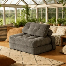 Fabulcozy Single Sleeper Chair With Cushion And Foldable Mattress, 4-In-1 Sleeper Sofa, Portable, Fold-Out, Comfortable Floor Sofa For Living Room And Bedroom, Grey - 灰色 - 查看 1