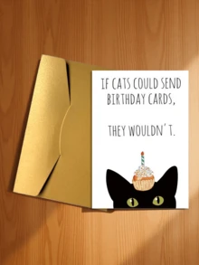 1 张“如果猫咪会寄生日贺卡，但它们不会寄”生日贺卡，附带信封，表达爱意，适合送给朋友、丈夫、男友、妻子、女友、家人、兄弟姐妹、父母、伴侣、同事、同学、爱人和最好的朋友，适合各种场合，例如生日祝福。 - 款式-三 - 查看 13