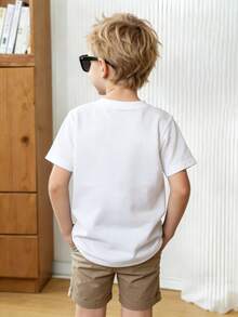 Disney Mickey Pattern Crew Neck Summer T-Shirt, Suitable For Boys And Girls To Wear For Holiday Parties, Dinners, Outdoor Activities, Travel, And As A Gift For Children Visiting Disneyland. - White - View 2