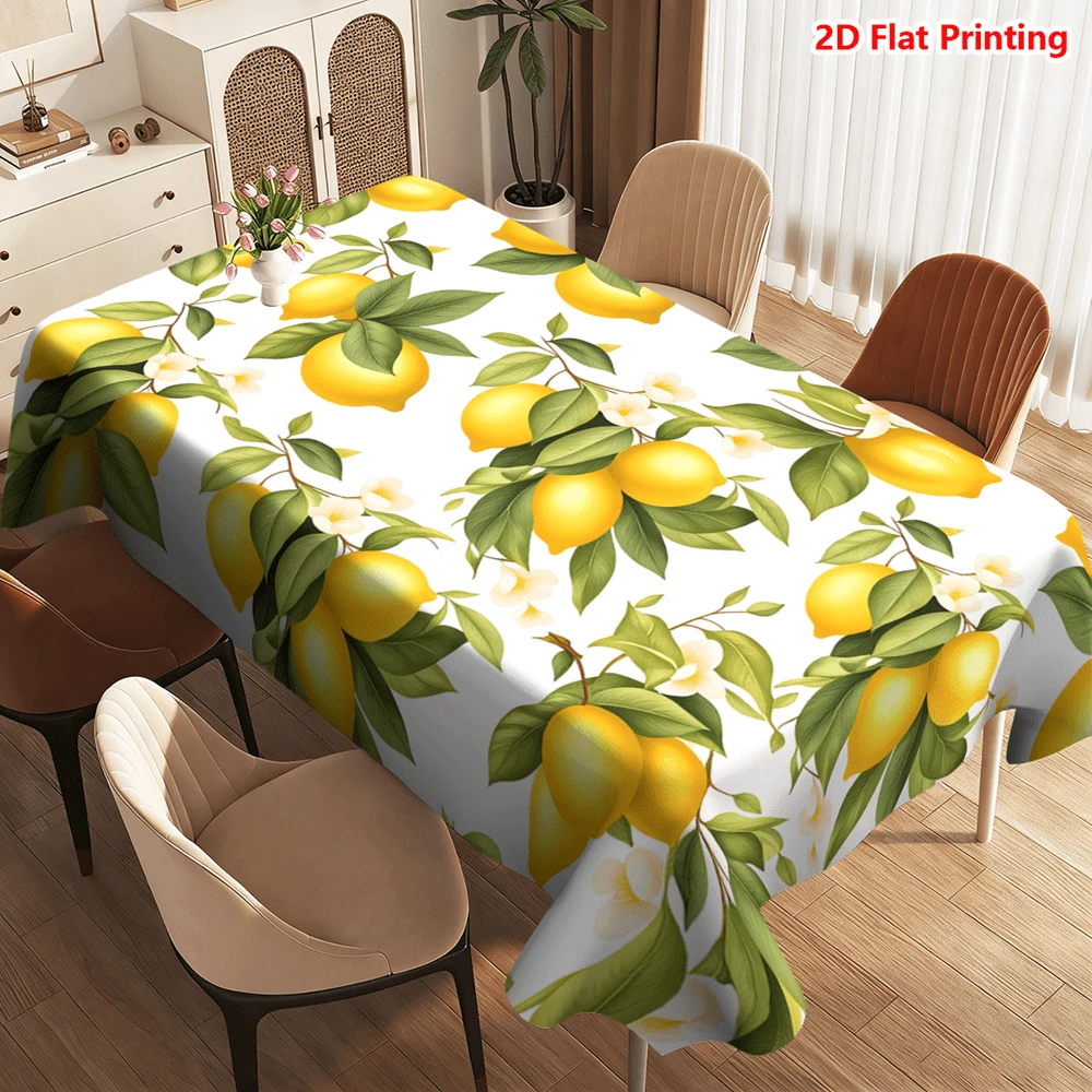 1/20pcs Lemon Floral Pattern Polyester Tablecloth, Woven, Spring Theme, Suitable For Outdoor Picnic, Camping, Wedding, Birthday, Restaurant Dining, Home Decor - Multicolor - View 1
