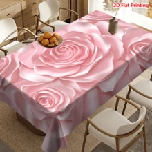 1/20pcs Tablecloth, Pink Rose Pattern, Polyester Fabric, Woven, Elegant Floral Design, Suitable For Picnic, Camping, Wedding, Birthday, Buffet, Spring Home Decor - Multicolor - View 15