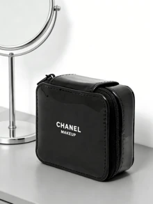 CHANEL Túi đựng mỹ phẩm mini, da sơn mài đen, hộp đựng son môi, hộp phấn phủ, túi đựng đồ du lịch, di động, hộp đựng son môi, da sơn mài đen, hộp nhỏ, hộp phấn phủ, hộp đựng tai nghe, kích thước du lịch - màu đen - Xem 7