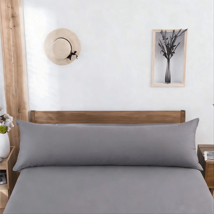 1pc Oversized Body Pillow - Side Sleeper Breathable Full Body Pillow - Soft Long Bed Pillow For Adults, 20*54 Inches - Grey - View 1