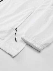 女士防紫外线轻薄外套，夏季旅行夹克，透明拉链连帽衫，休闲防晒外套，沙滩罩衫，薄款白色外套 - 白色 - 查看 11