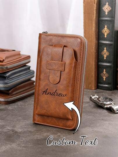 Customized Long Wallet, Clutch Purse, Multi-Card Holder Credit Card Case Coin Pouch, Multifunctional Fashion Large Capacity Zipper Phone Bag