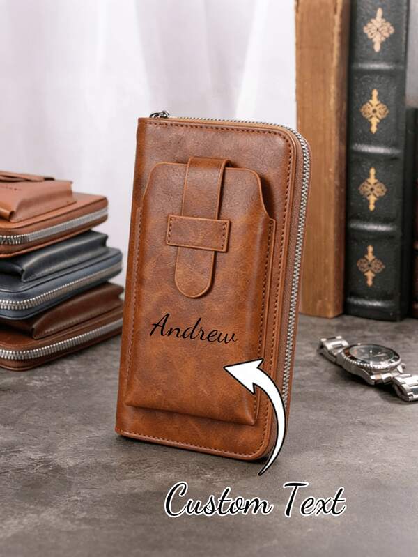 Billetera larga personalizada, cartera de embrague, portador de tarjetas múltiples, estuche de tarjeta de crédito, monedero, bolso de teléfono con cremallera de gran capacidad y multifuncional de moda