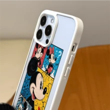 Disney. ‌   What Mickey Mouse Patterned Phone Case Designed With Vibrant Comic Panels Featuring Beloved Characters. Compatible With  17, 16, 15, 14, 13, 12, And 11 Pro Models, With Shockproof Protection. A Fun Accessory For Fans Of All Ages, Perfect For Birthdays, Holidays, And Special Occasions..Holiday Accessories. - Black - View 10