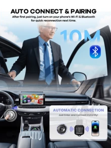 REMAX Wireless CarPlay Adapter Compatible With Apple CarPlay, Easy To Upgrade Wired CarPlay To Wireless, Instant Connectivity, Automatic Reconnect, Super Mini Car Play Dongle Compatible With IPhone Fit For Cars With Built-In CarPlay, Super Mini Size Car Accessories, Super Practical Car Stuff - M25 - View 5