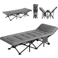 Cama Plegable Portátil para Adultos - Cama de Camping Ultraligera y Compacta, Tela Negra Resistente, Ideal para Playa, Senderismo, Picnic y Aventuras de Viaje - Gris - Ver 11