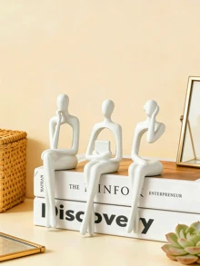 1件优雅现代抽象白色思考者雕塑，简约现代风格坐姿摆件，适合办公室装饰、毕业典礼装饰、卧室装饰、生日礼物、房间装饰、教师节礼物、母亲节礼物和情人节礼物。 - 彩色 - 查看 2