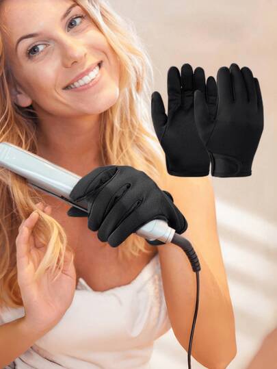 Heat Resistant Left Hand Styling Glove - Five-Finger Thick Design With Adjustable Strap, Suitable For Salon DIY