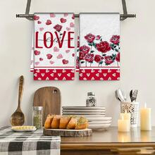 2/4/48条装情人节厨房毛巾，浪漫心形玫瑰图案涤纶洗碗布，吸水性强，柔软耐用，适合日常厨房清洁，营造情人节氛围，实用又美观的家居用品，情人节及婚礼装饰，多用途清洁毛巾 - 彩色 - 查看 13