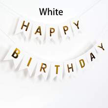 1pc Happy Birthday Gold Foil Pennant Flag, Decorative Banner For Party Supplies - Multicolor - View 12