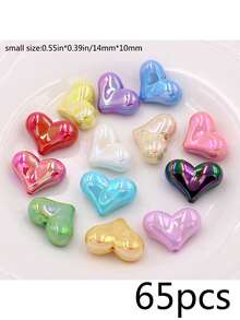 50 颗混色心形珠，孔径 2.5 毫米，适用于 DIY 手链、手机链、珠宝制作、项链、耳环、钥匙扣、DIY 工艺品