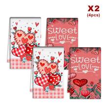 2/4/48条装情人节厨房毛巾，浪漫心形玫瑰图案涤纶洗碗布，吸水性强，柔软耐用，适合日常厨房清洁，营造情人节氛围，实用又美观的家居用品，情人节及婚礼装饰，多用途清洁毛巾 - 彩色 - 查看 18