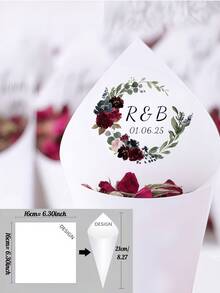 1/10/30/50/100pcs Customizable Confetti Cone Template - Printable Wedding Toss Cones For Rice, Petals, Confetti, DIY Wedding Recessional Decor, Valentine's Day Gift, Wedding Gift, Wedding Accessories, Bridesmaid Gift, Christmas Gift, Christmas Decor, Thanksgiving Gift, New Year Gift, Party Decor ,Forever Love, Personalized Wedding Favors - Multicolor - View 5