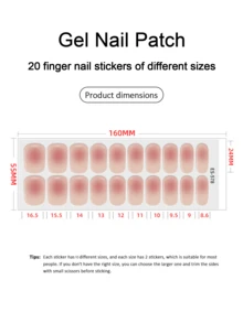 Miếng dán móng tay gel UV Emi, gel nền trong suốt, 20 miếng/gói, cần đèn UV, chất lượng salon, bền lâu, ES20 bán sỉ xuyên biên giới, giống như miếng dán móng tay Red Book. - Màu Hồng  San hô - Xem 4