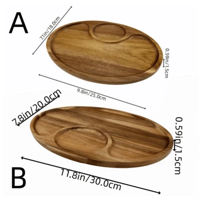 1pc Elegant Wooden Serving Tray, Dining Decoration For Daily Meal, Suitable For Sweets, Bread, Fruits And Cheese, Essential For Kitchen Dining, Ideal For Valentine's Day, Halloween, Christmas And Other Holidays