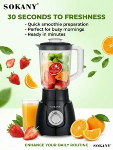 SOKANY SK-185 Multi-Function Blender, 2-In-1, 1.6L Capacity, Combines Food Processor, Coffee/Spice Grinder And Smoothie Blender - Black