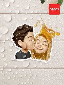 1-84张定制照片贴纸，人脸贴纸，情侣个性化贴纸，数码肖像贴纸，卡通贴纸，情侣礼物贴纸，可用于礼盒装饰、水瓶和笔记本电脑贴纸，完美适用于家居装饰、客厅、卧室、办公室、茶室，趣味十足，可爱时尚 - 多色2 - 查看 58