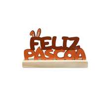 Letreiro Decorativo de Páscoa em Madeira Adesivado – "Feliz Páscoa" para Mesa Posta - Laranja - Visão 2